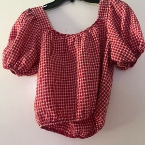 Red and white sienna sky crop top